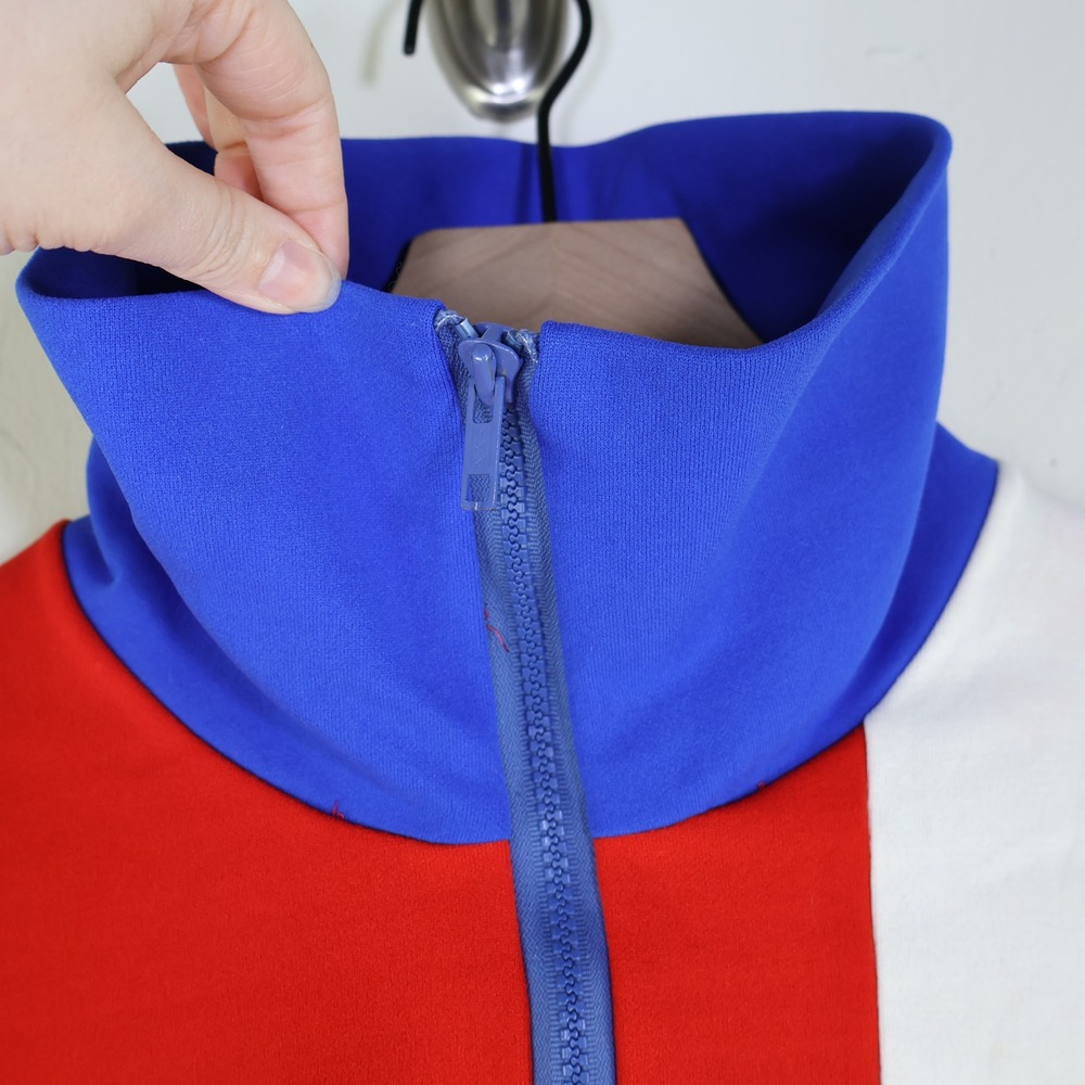 Vintage 70s Ceebee Colorblock Track Jacket Large Retro Bee Patch Red White Blue - Picture 3 of 10